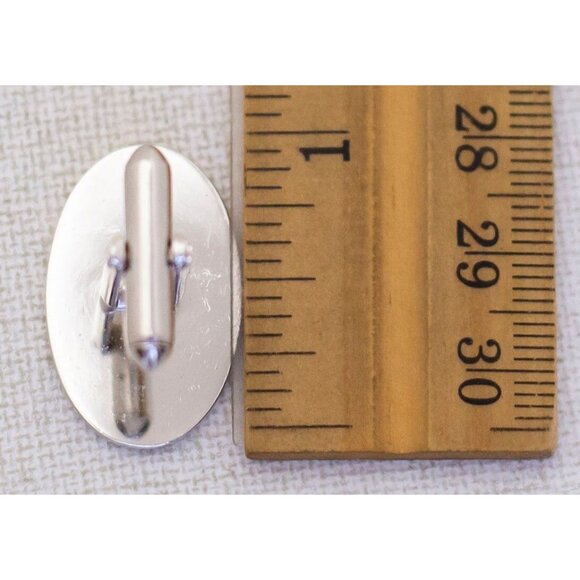 Vintage Silver Tone Oval Stripes Cuff Links - K1 - Picture 2 of 2